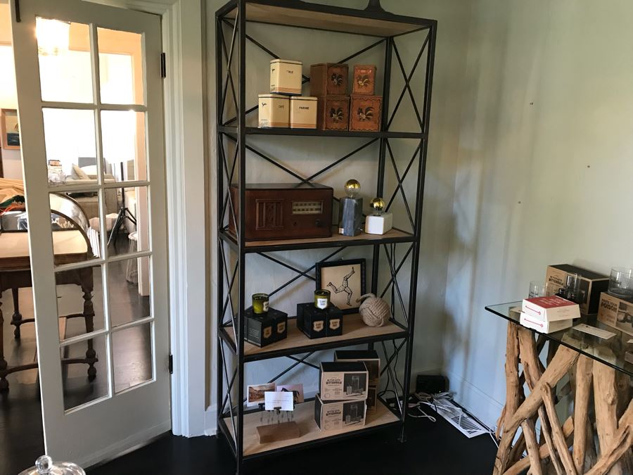 Nice Metal Etagere Bookcase With Wooden 5 Shelves (Sold Empty) [Photo 2]