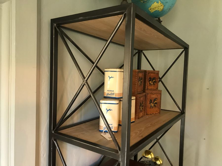 Nice Metal Etagere Bookcase With Wooden 5 Shelves (Sold Empty) [Photo 4]