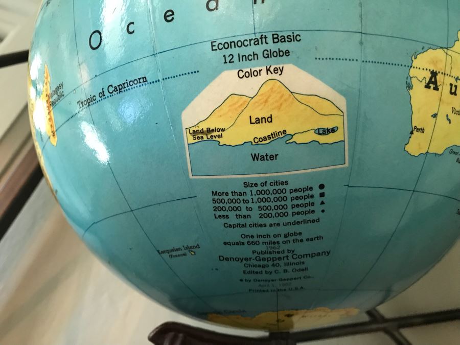 Vintage 1962 Denoyer-Geppert Co World Globe With Metal Base [Photo 5]