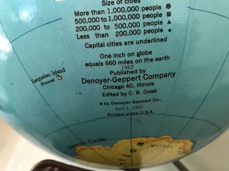 Vintage 1962 Denoyer-Geppert Co World Globe With Metal Base [Photo 6]