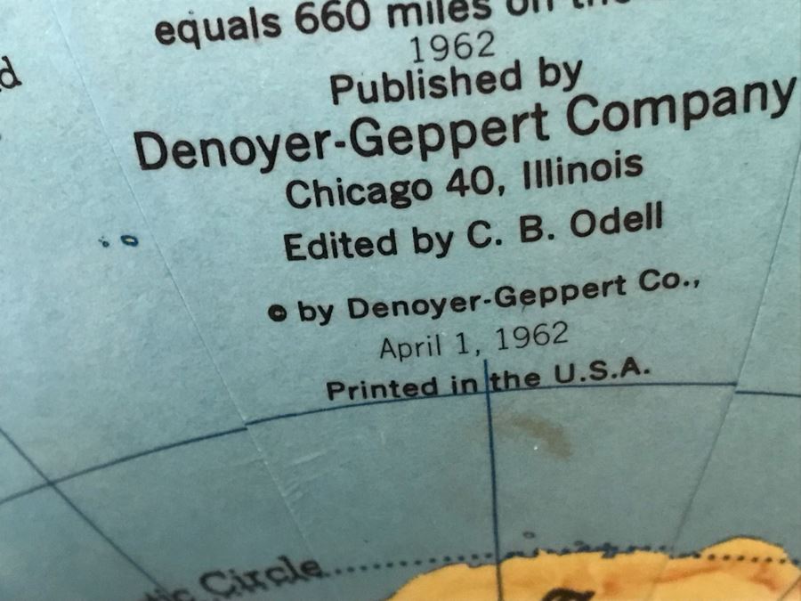 Vintage 1962 Denoyer-Geppert Co World Globe With Metal Base [Photo 7]
