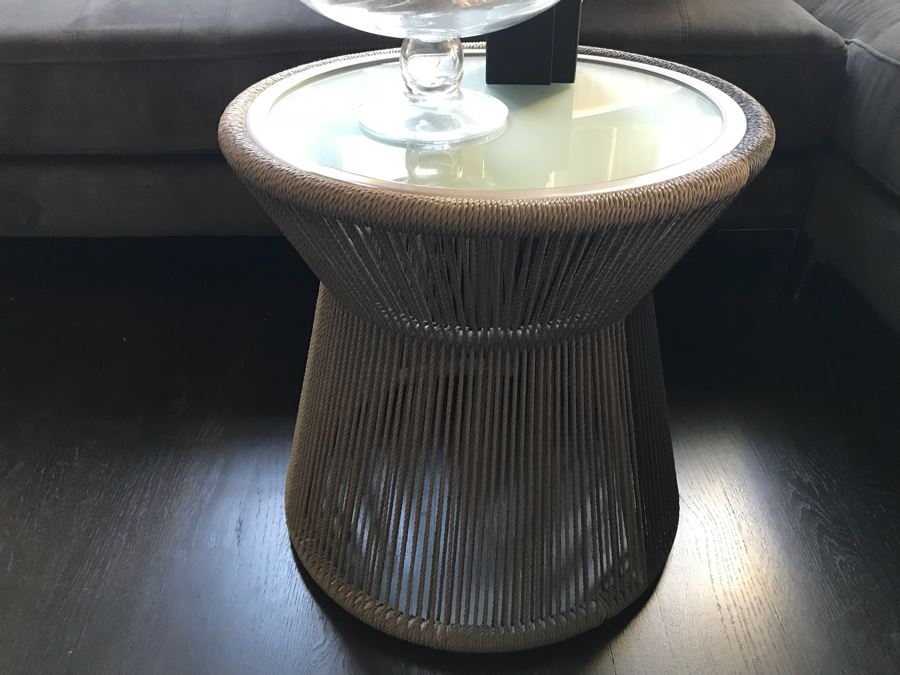 Modern Round Side Table With Glass Top [Photo 3]