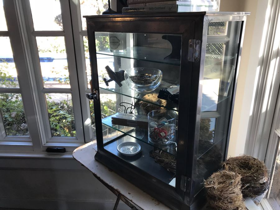 Vintage Metal Display Cabinet With Glass Front, Sides And Shelves (Sold Empty) [Photo 4]