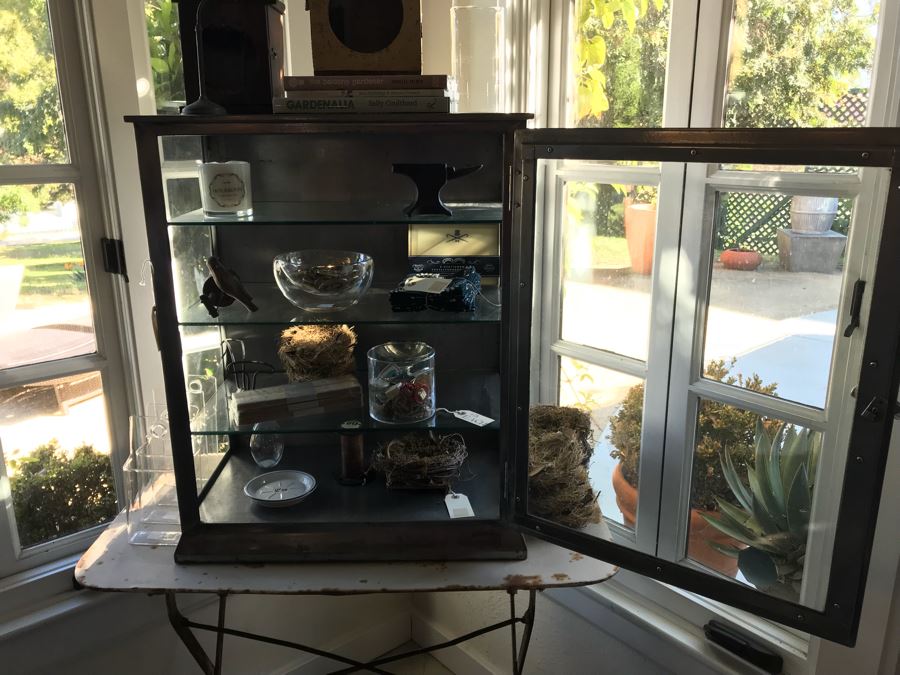 Vintage Metal Display Cabinet With Glass Front, Sides And Shelves (Sold Empty) [Photo 9]