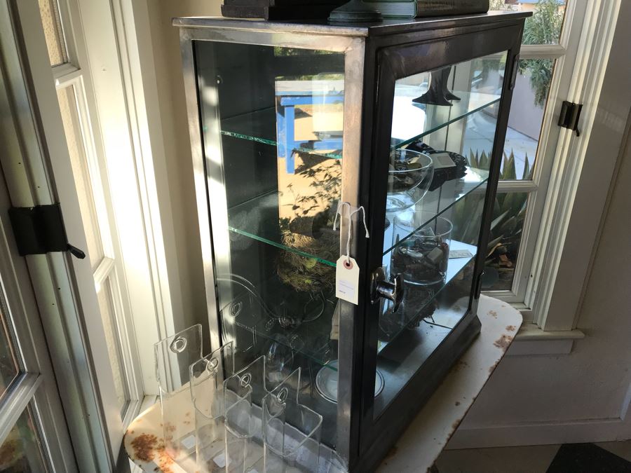 Vintage Metal Display Cabinet With Glass Front, Sides And Shelves (Sold Empty) [Photo 25]