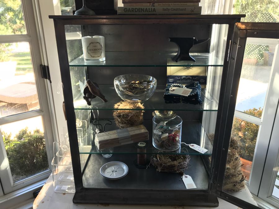 Vintage Metal Display Cabinet With Glass Front, Sides And Shelves (Sold Empty) [Photo 11]