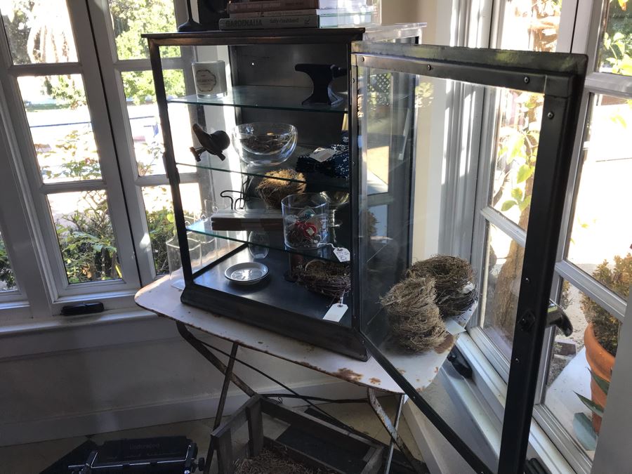 Vintage Metal Display Cabinet With Glass Front, Sides And Shelves (Sold Empty) [Photo 16]