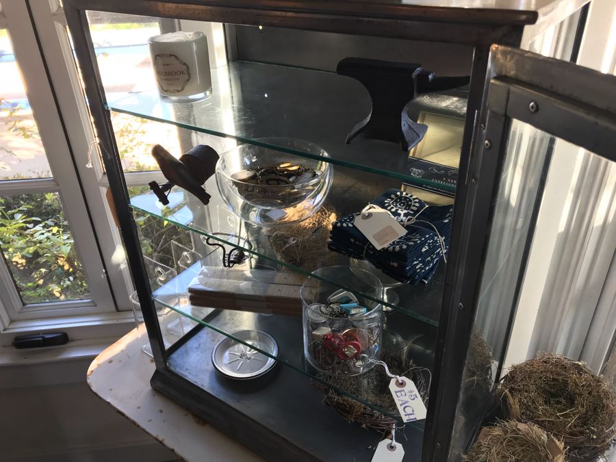 Vintage Metal Display Cabinet With Glass Front, Sides And Shelves (Sold Empty) [Photo 19]