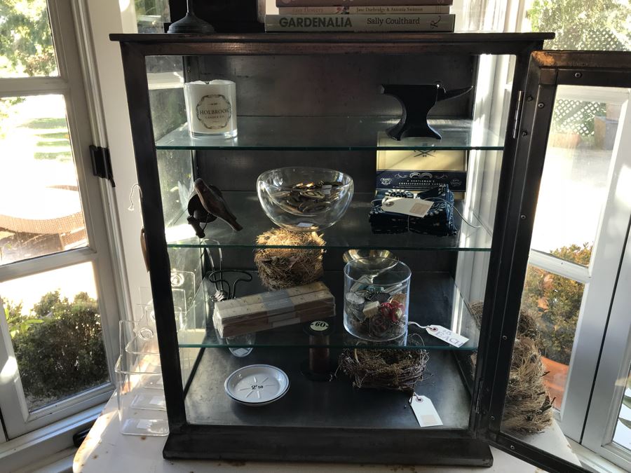 Vintage Metal Display Cabinet With Glass Front, Sides And Shelves (Sold Empty) [Photo 10]
