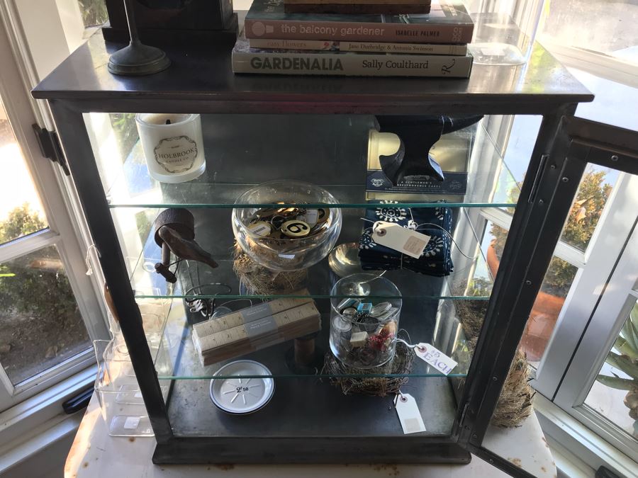 Vintage Metal Display Cabinet With Glass Front, Sides And Shelves (Sold Empty) [Photo 15]