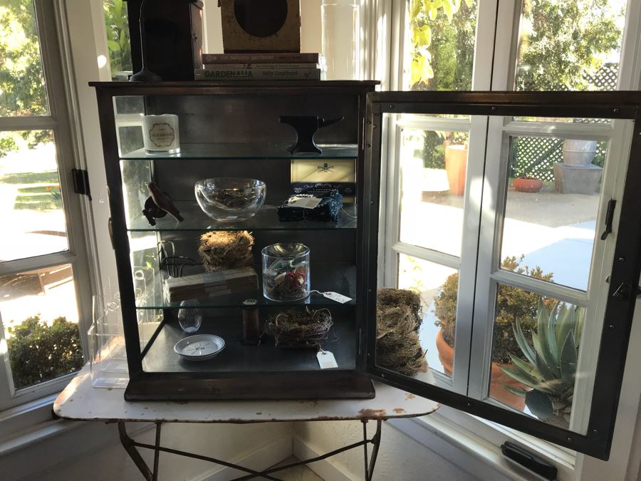 Vintage Metal Display Cabinet With Glass Front, Sides And Shelves (Sold Empty) [Photo 8]