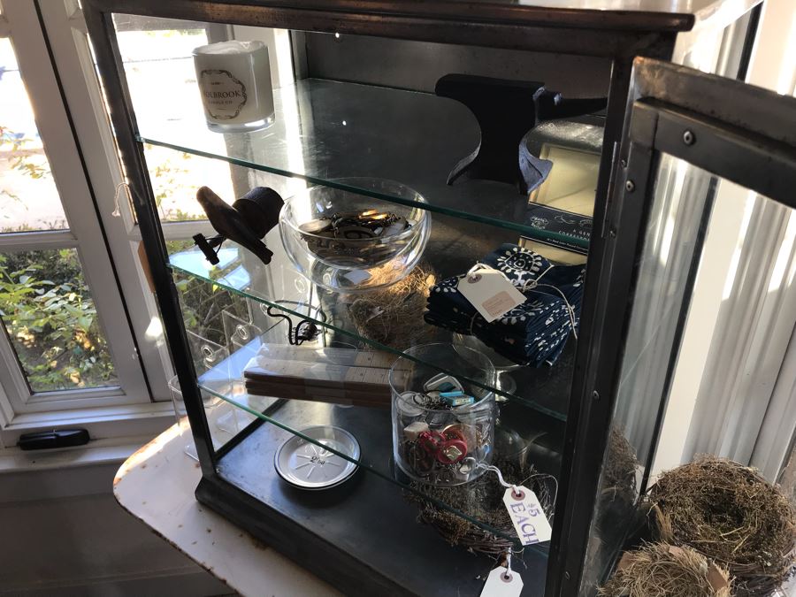 Vintage Metal Display Cabinet With Glass Front, Sides And Shelves (Sold Empty) [Photo 18]