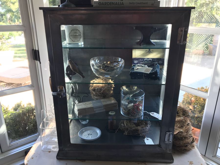 Vintage Metal Display Cabinet With Glass Front, Sides And Shelves (Sold Empty) [Photo 3]