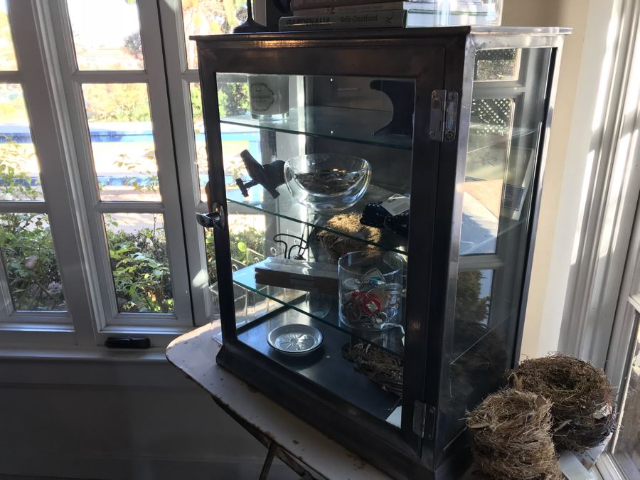 Vintage Metal Display Cabinet With Glass Front, Sides And Shelves (Sold Empty) [Photo 5]