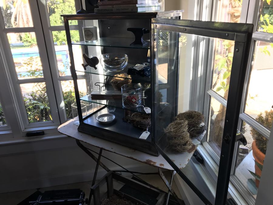 Vintage Metal Display Cabinet With Glass Front, Sides And Shelves (Sold Empty) [Photo 17]