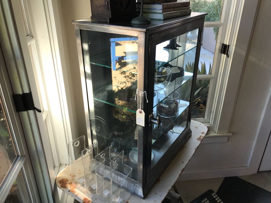 Vintage Metal Display Cabinet With Glass Front, Sides And Shelves (Sold Empty) [Photo 27]