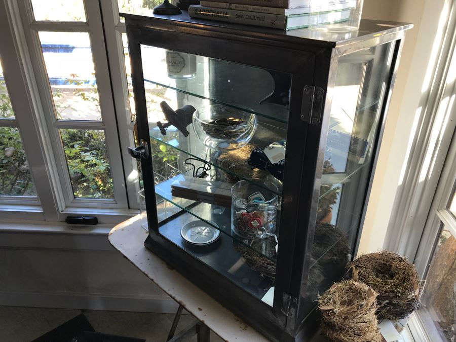 Vintage Metal Display Cabinet With Glass Front, Sides And Shelves (Sold Empty) [Photo 6]