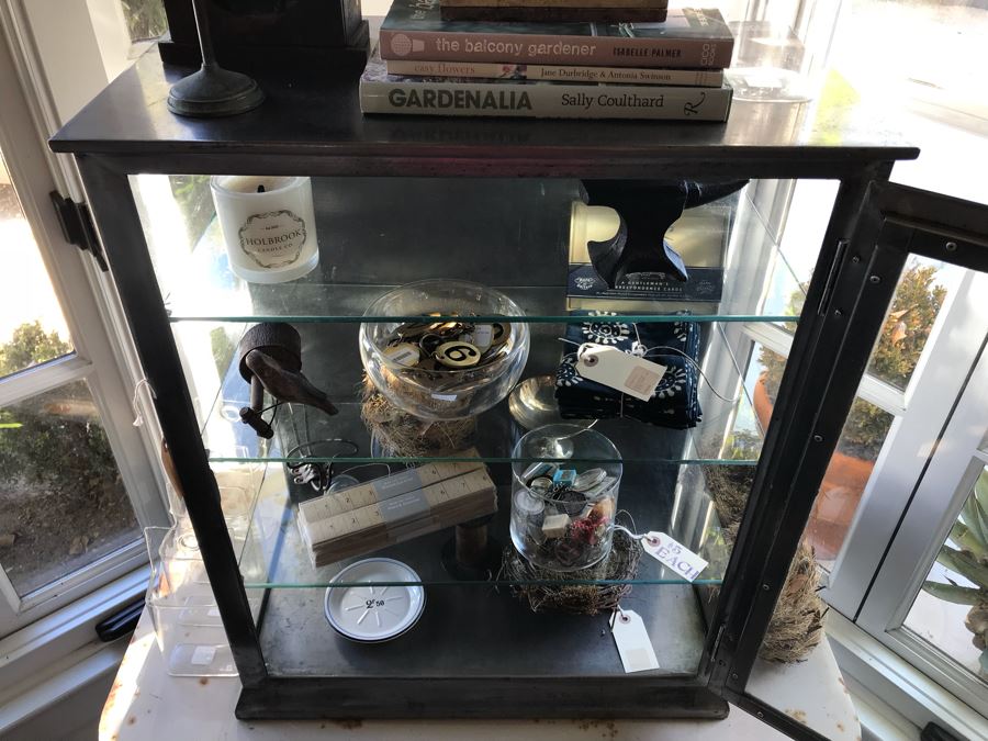Vintage Metal Display Cabinet With Glass Front, Sides And Shelves (Sold Empty) [Photo 14]