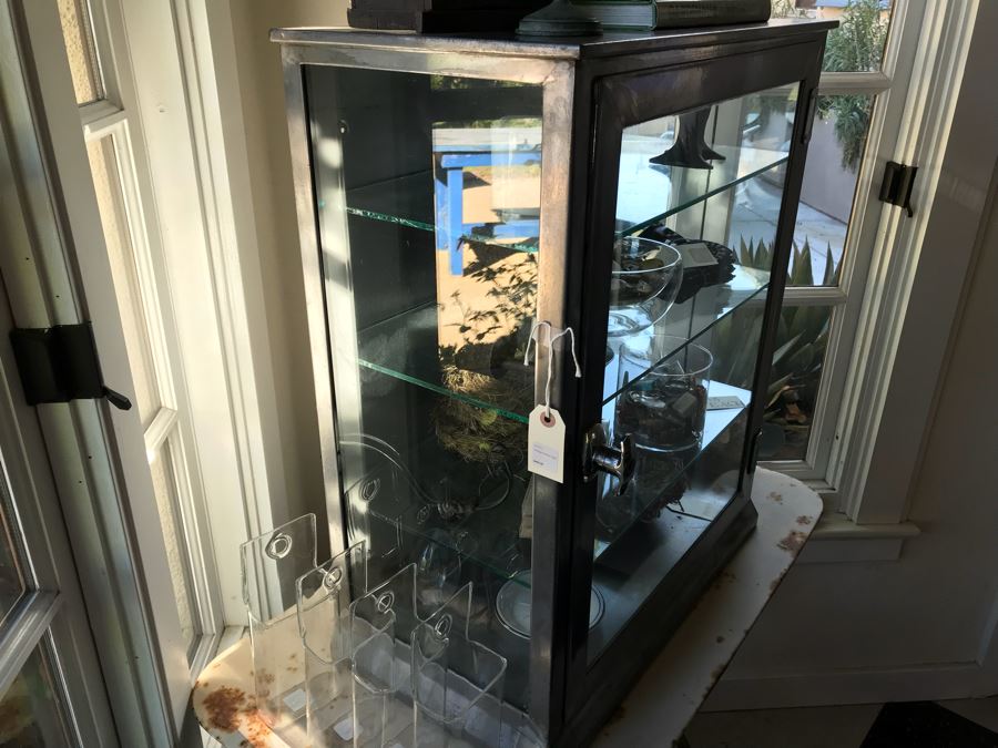 Vintage Metal Display Cabinet With Glass Front, Sides And Shelves (Sold Empty) [Photo 26]