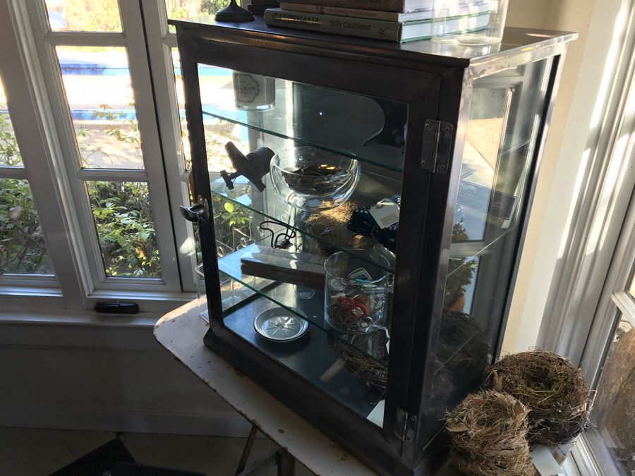 Vintage Metal Display Cabinet With Glass Front, Sides And Shelves (Sold Empty) [Photo 7]