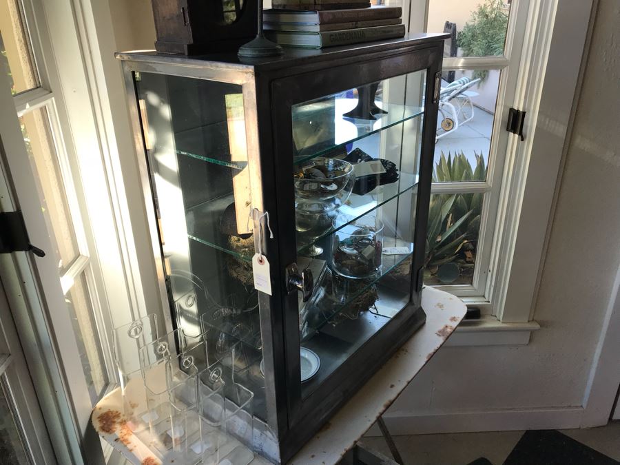 Vintage Metal Display Cabinet With Glass Front, Sides And Shelves (Sold Empty) [Photo 29]
