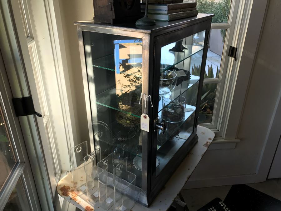 Vintage Metal Display Cabinet With Glass Front, Sides And Shelves (Sold Empty) [Photo 28]