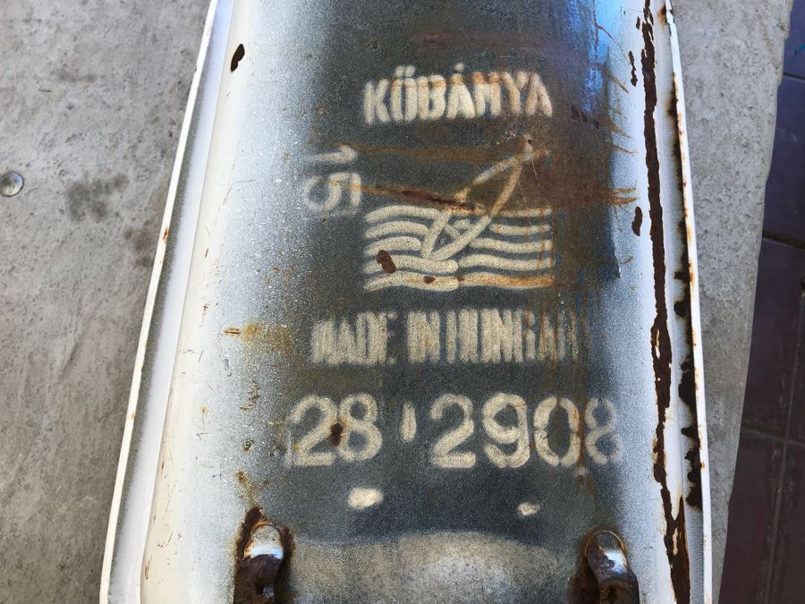 Antique Enamel Baby Bath With Metal Stand Made In Hungary Use As Planter [Photo 2]