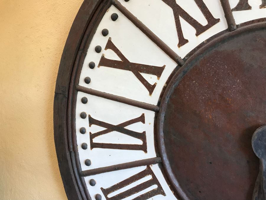 Large Outdoor Wall Mounted Round Roman Numeral Clock 59” Round [Photo 12]