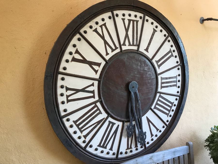 Large Outdoor Wall Mounted Round Roman Numeral Clock 59” Round [Photo 6]