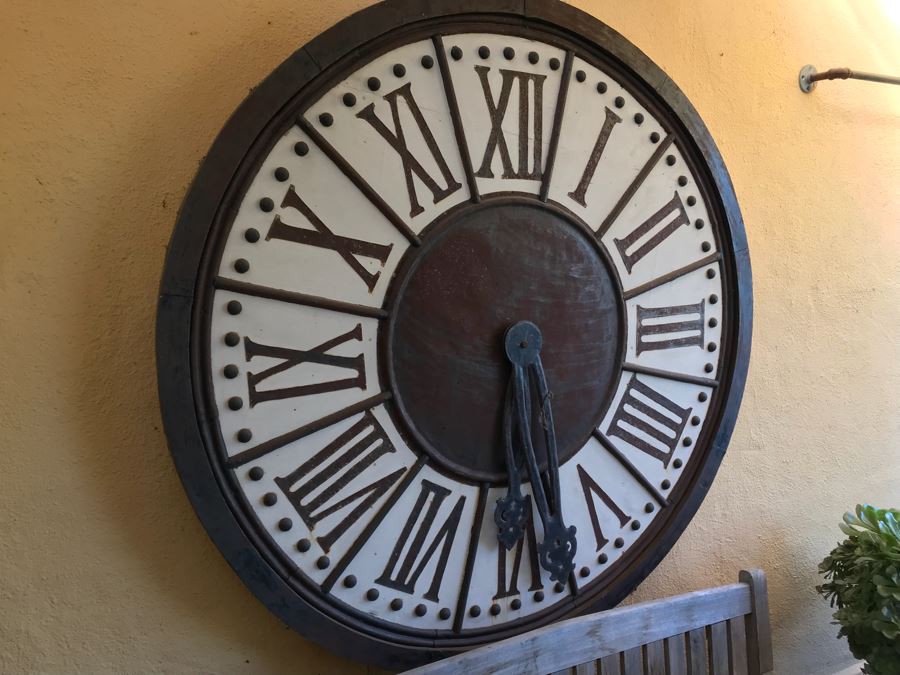 Large Outdoor Wall Mounted Round Roman Numeral Clock 59” Round [Photo 4]