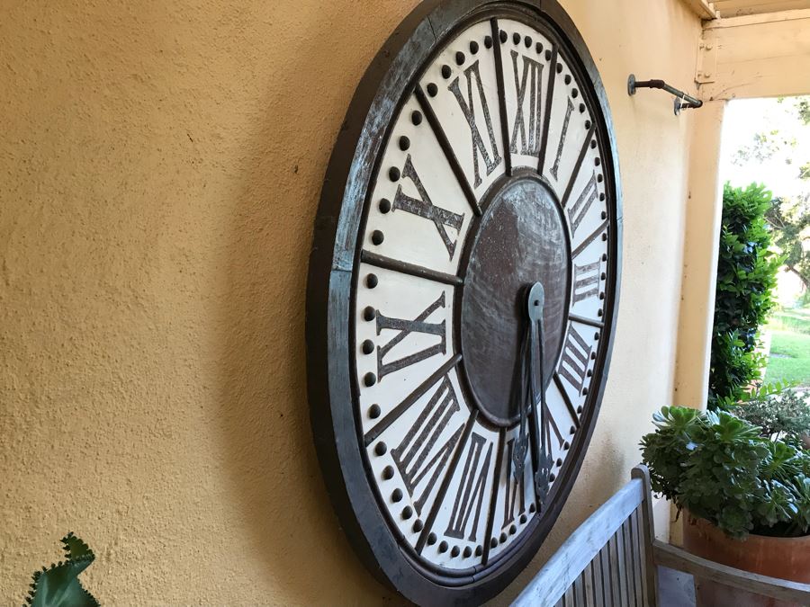 Large Outdoor Wall Mounted Round Roman Numeral Clock 59” Round [Photo 13]