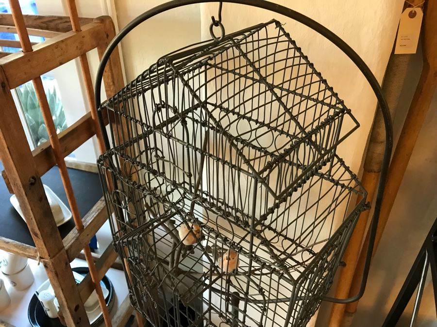 Metal Bird Cage With Vintage Metal Stand [Photo 10]