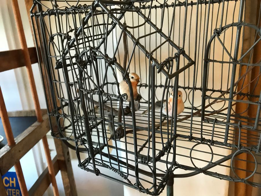 Metal Bird Cage With Vintage Metal Stand [Photo 4]