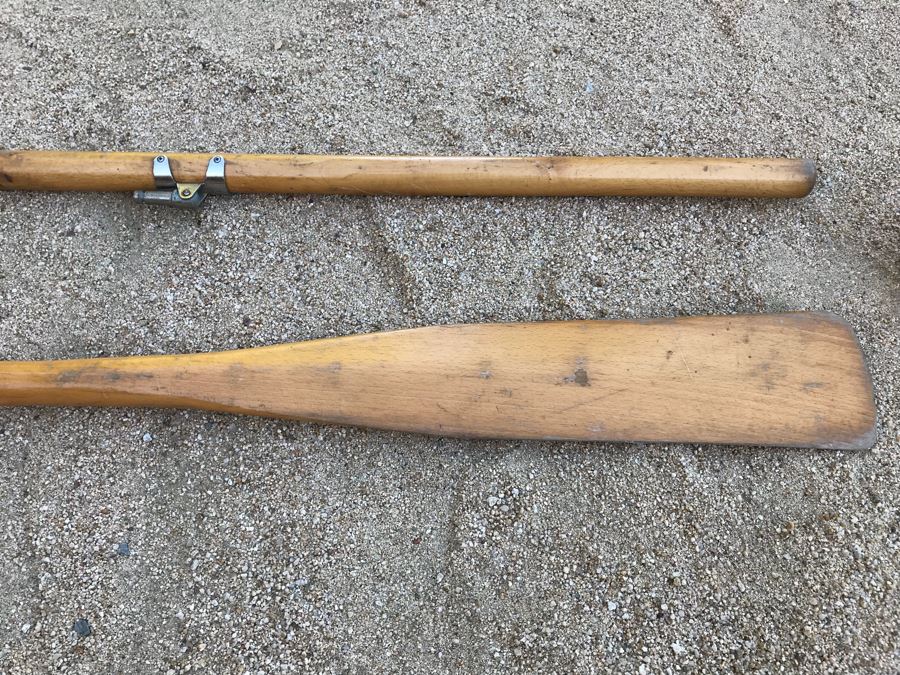 pair of wall mountable vintage rowboat oars