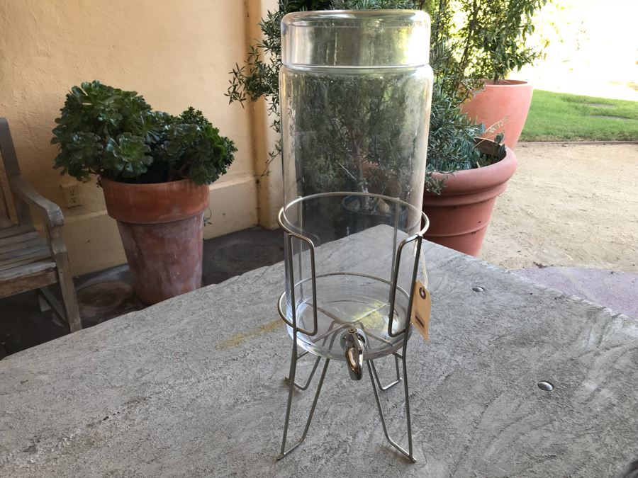 Glass Water Drink Dispenser With Metal Stand [Photo 2]