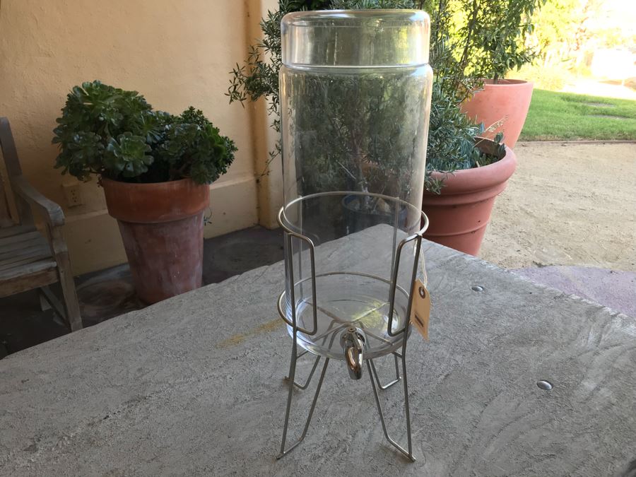 Glass Water Drink Dispenser With Metal Stand [Photo 3]