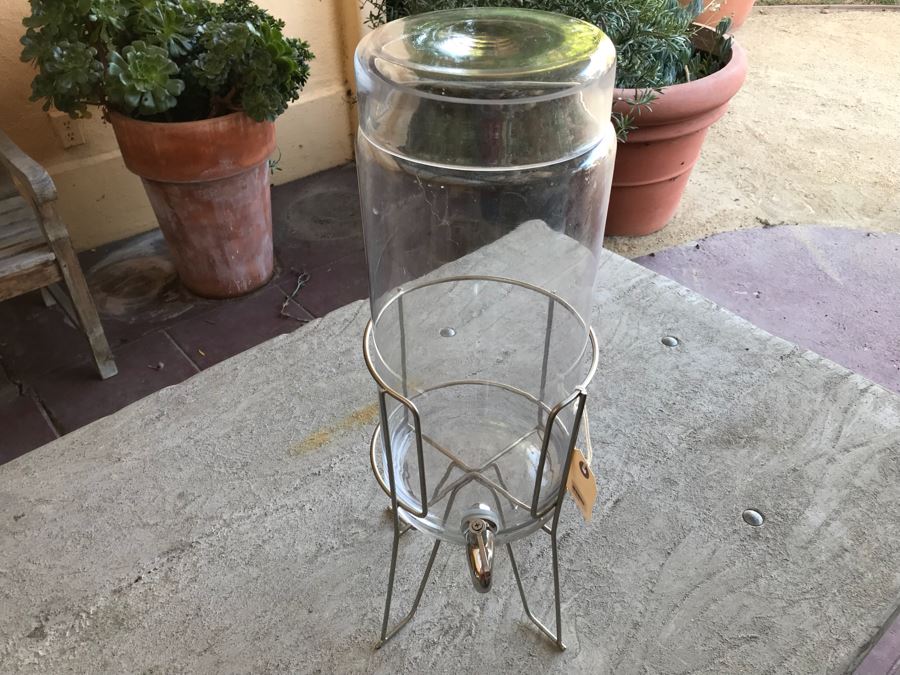 Glass Water Drink Dispenser With Metal Stand [Photo 4]