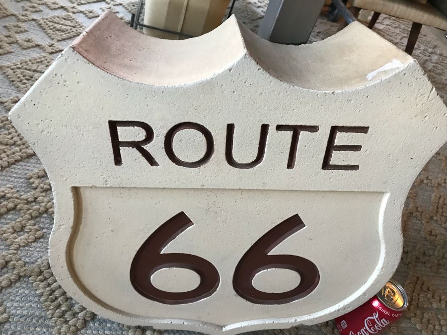 HEAVY Route 66 Concrete Sign Plaque With (4) Screw Mounts In Back [Photo 2]