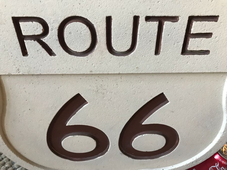 HEAVY Route 66 Concrete Sign Plaque With (4) Screw Mounts In Back [Photo 4]