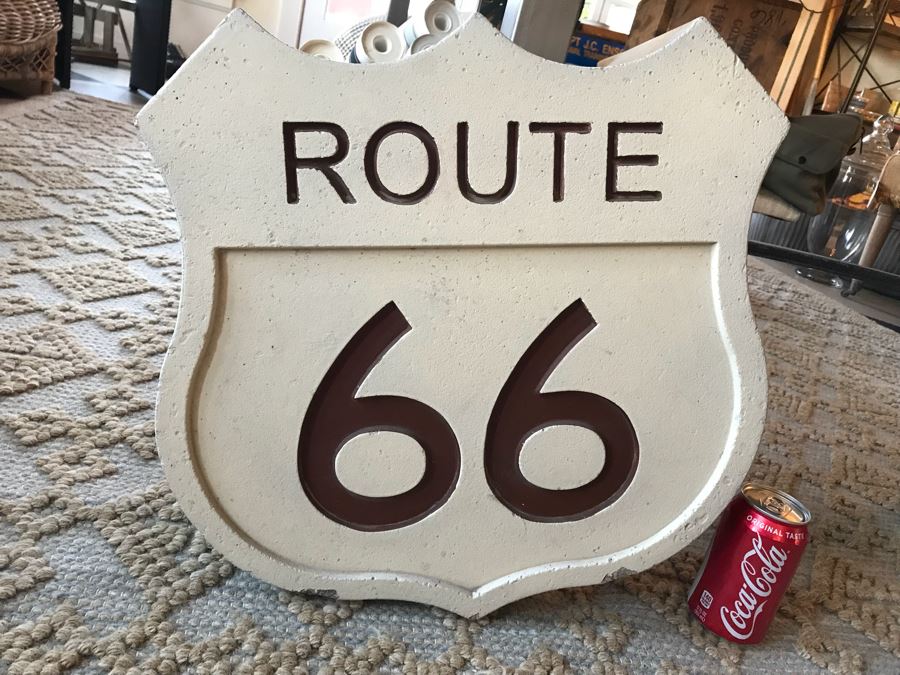 HEAVY Route 66 Concrete Sign Plaque With (4) Screw Mounts In Back