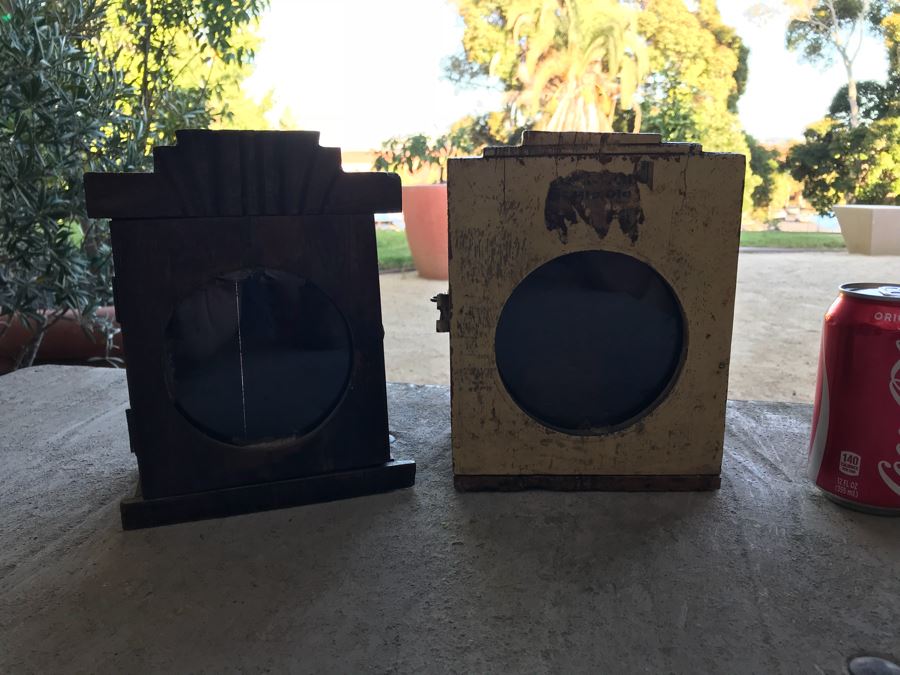 Pair Of Vintage Wooden Wall Mounted Display Boxes [Photo 4]