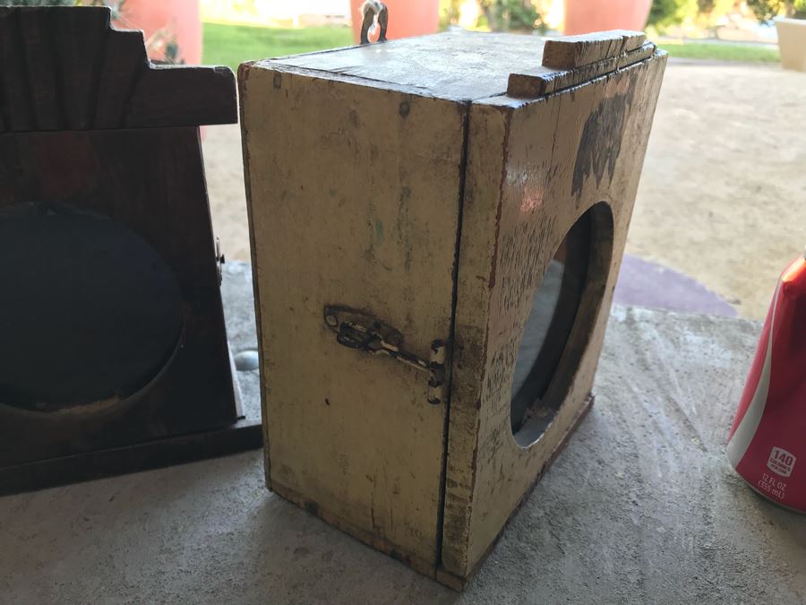 Pair Of Vintage Wooden Wall Mounted Display Boxes [Photo 11]