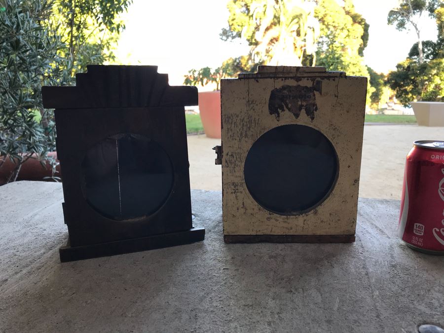 Pair Of Vintage Wooden Wall Mounted Display Boxes