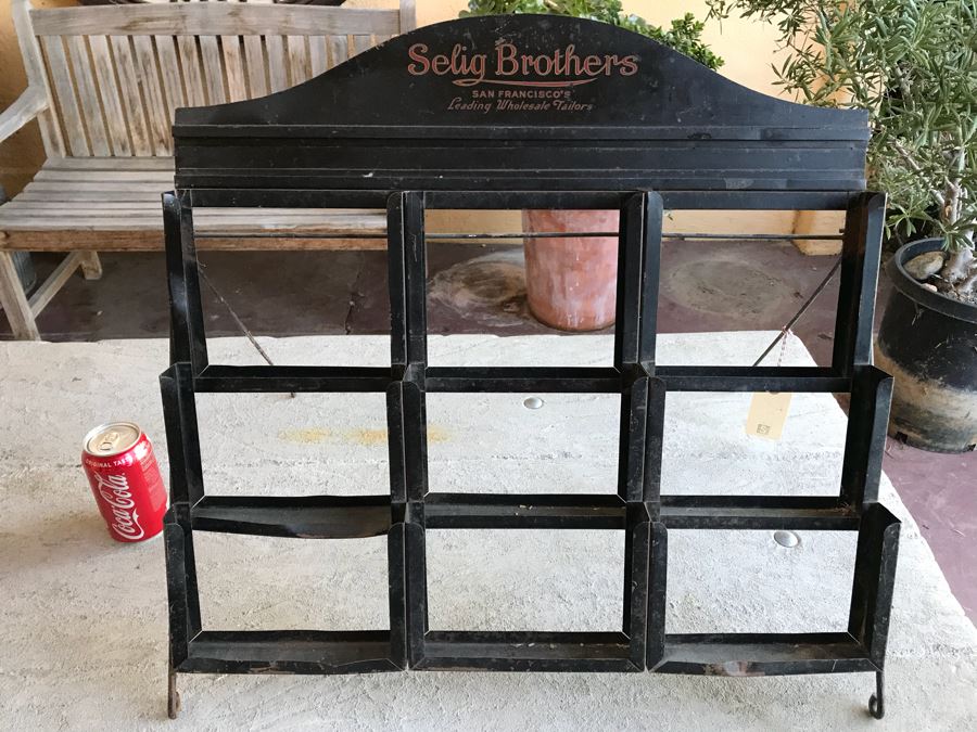 Vintage Advertising Selig Brothers San Francisco's Leading Wholesale Tailors Metal Display Rack [Photo 2]