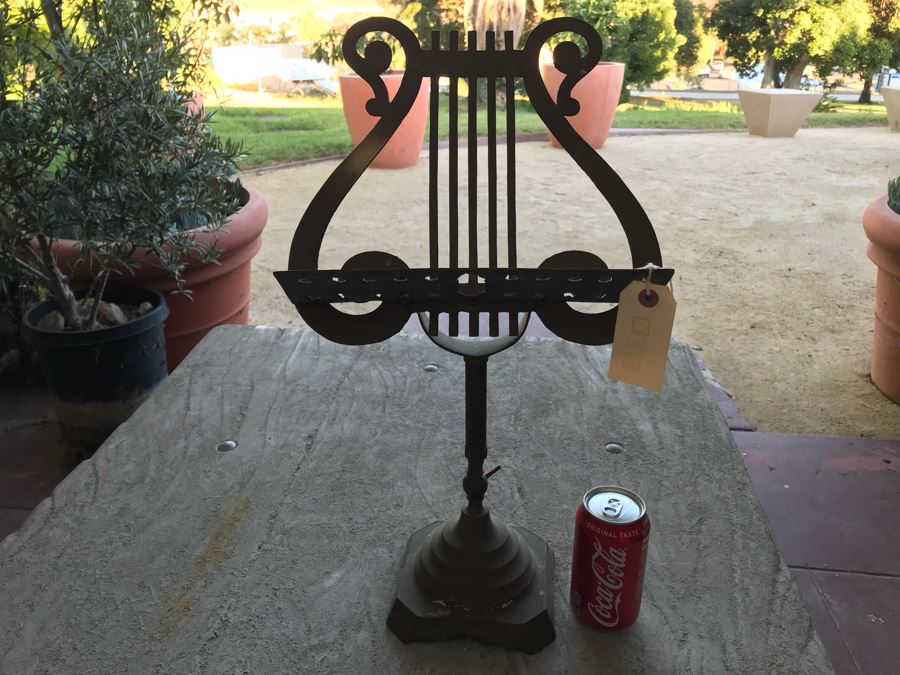 Vintage Brass Lyre Music Display Stand