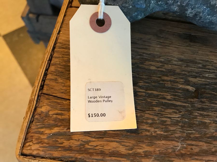 Large Vintage Wooden Pulley [Photo 8]
