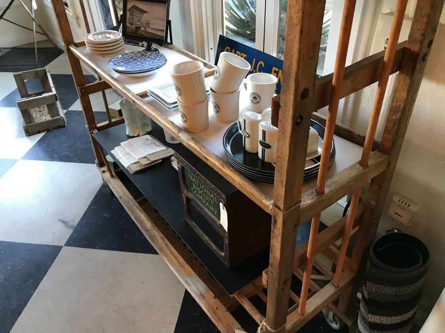 Vintage Wooden Rolling Cart (Sold Empty) [Photo 9]