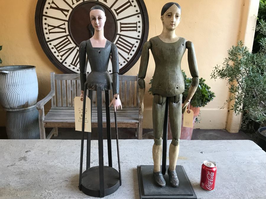 Pair Of Doll Figures On Stands