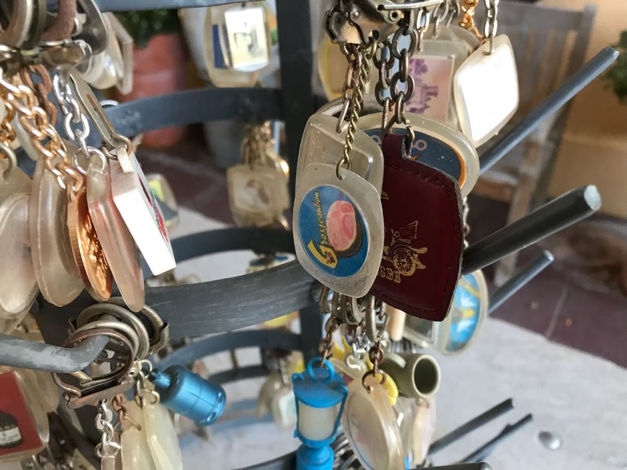 Round 6-Tier Metal Display Rack Filled With Vintage Keychains - See Photos [Photo 12]