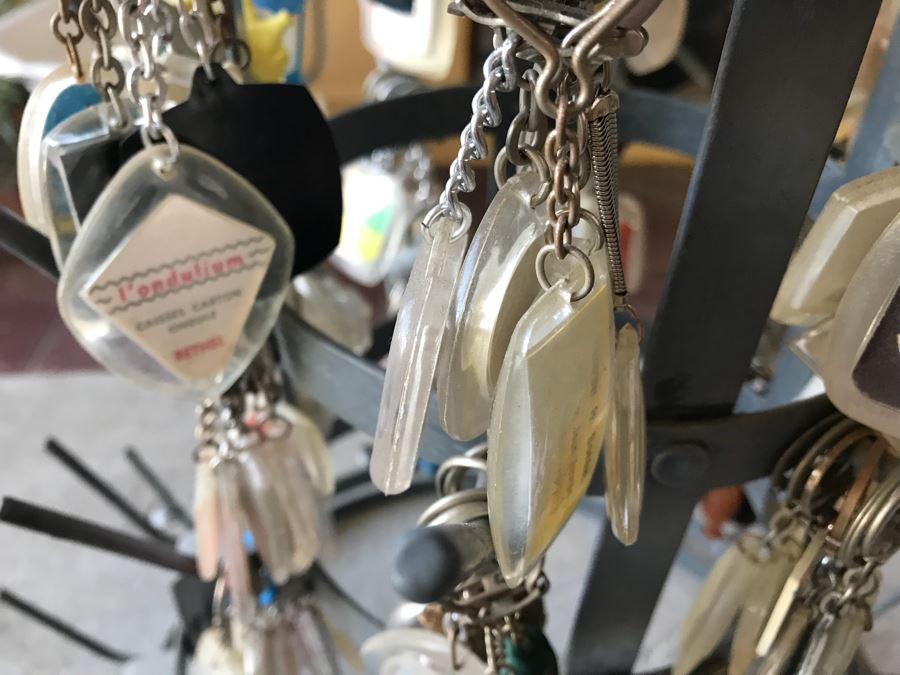 Round 6-Tier Metal Display Rack Filled With Vintage Keychains - See Photos [Photo 21]